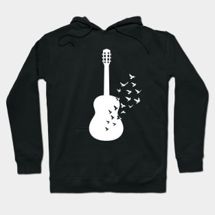 Classical Guitar Silhouette Turning Into Birds Hoodie